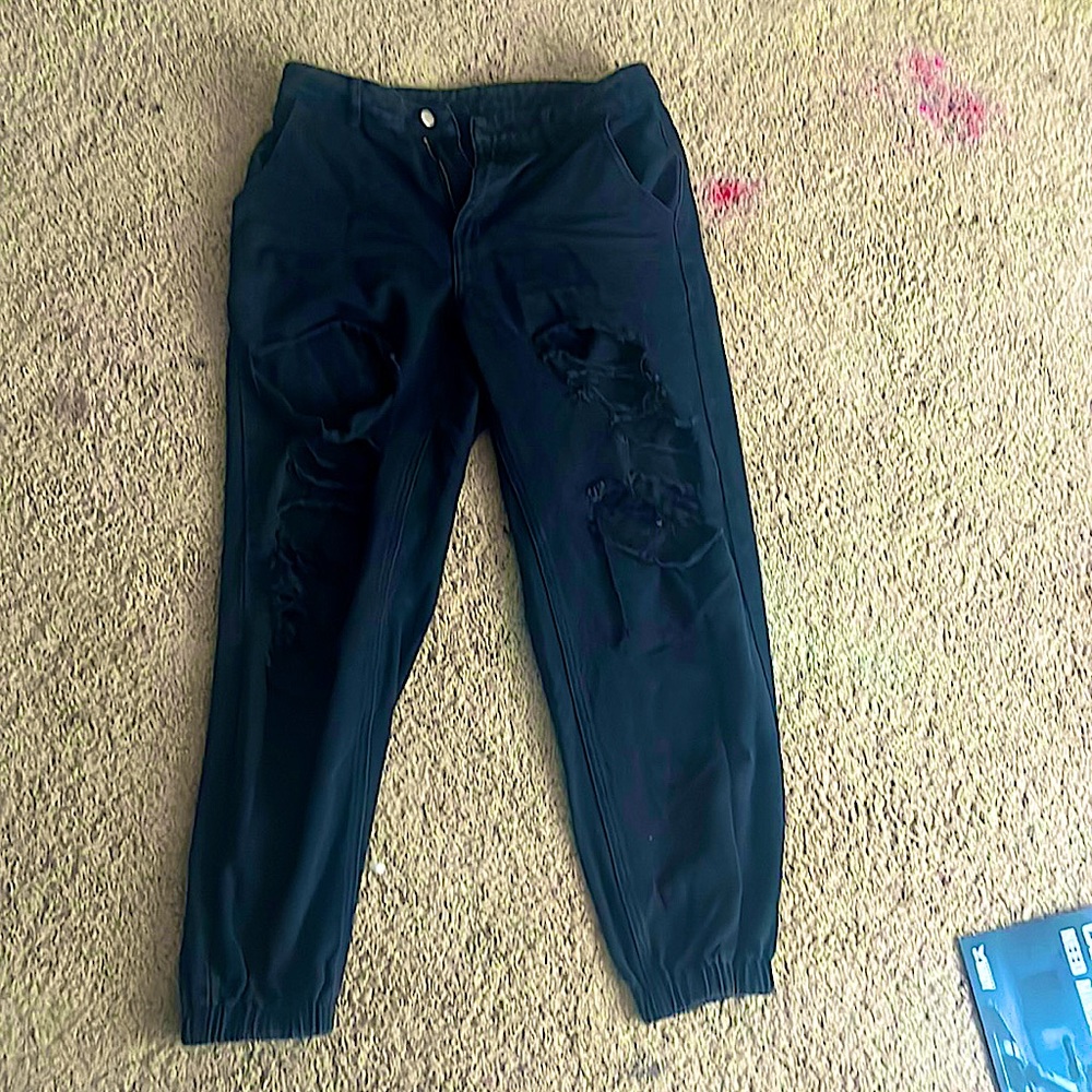 Black Ripped Jogger Jeans